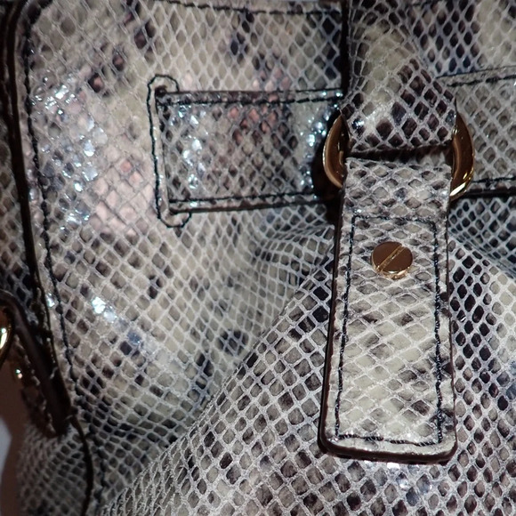 Michael Kors Ombré Hamilton Leather Snakeskin Embossed Satchel Shoulder Bag - Picture 3 of 15